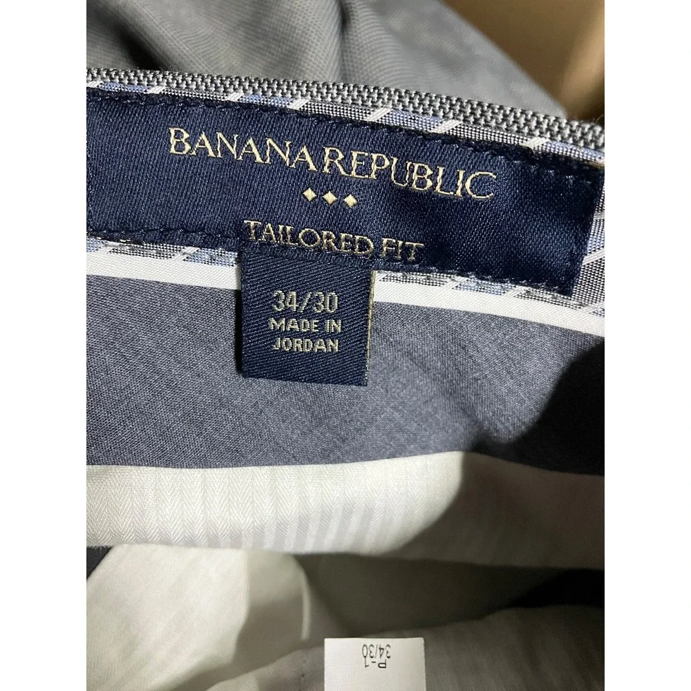 BANANA REPUBLIC Tailored Fit Dress Pants GRAY MICRO PRINT Poly/Viscose 34x30